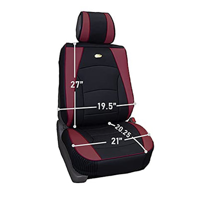 FH Group Ultra Comfort Highest Grade Faux Leather Full Set Cushion Pads Car Seat Covers for Front and Rear– Universal Fit for Cars Trucks & SUVs (Burgundy/Black)