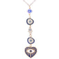 Blue Evil Eye Car Charm - Heart Evileye Rear View Mirror Hanging Ornament for Women, Suncatcher Car Accessory, Aesthetic Beaded Lanyards for Cars Window Balcony Decor - style: Blue Evil Eye