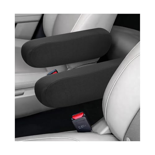 2 PCS Car Front Seat Armrest Covers, Soft Elastic Fabric Vehicle Seat Arm Rest Cushion, Comfortable Seats Armrest Protector Replacement for Most Cars, Car Accessories (Black) - color: Black