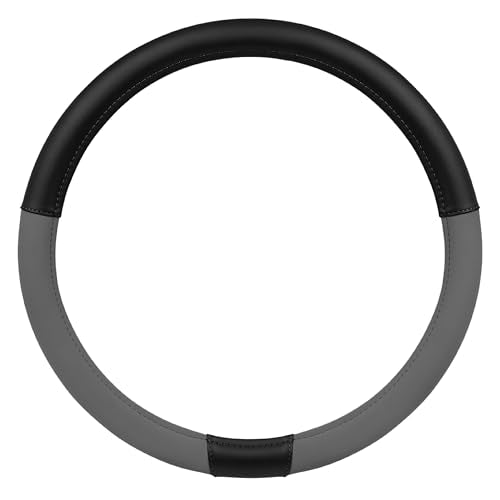Cat® ErgoDrive Car Steering Wheel Cover with Dark Gray Grip, Black Faux Leather Steering Wheel Cover for Auto Truck Van SUV - Standard 14.5" - 15 Inches - color: Dark Gray/Black, size: Standard (14.5-15")