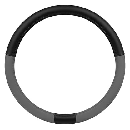 Cat® ErgoDrive Car Steering Wheel Cover with Dark Gray Grip, Black Faux Leather Steering Wheel Cover for Auto Truck Van SUV - Standard 14.5" - 15 Inches - color: Dark Gray/Black, size: Standard (14.5-15")