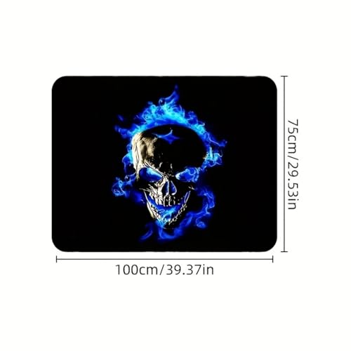 Universal Car Trunk Mat 29" x 39", Blue Skull Design All Weather Trunk Protection Cargo Liner, Durable Cargo Mat Rear Trunk Liner, Stylish Vehicle Interior Accessories Suitable for Most Car Models - color: Blue Skull Design