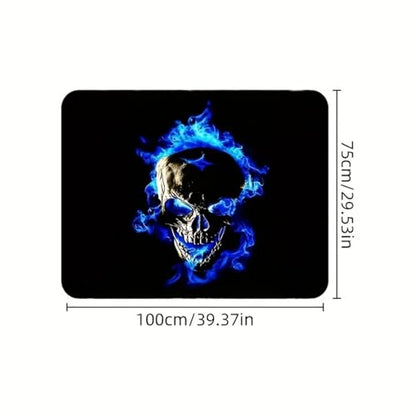 Universal Car Trunk Mat 29" x 39", Blue Skull Design All Weather Trunk Protection Cargo Liner, Durable Cargo Mat Rear Trunk Liner, Stylish Vehicle Interior Accessories Suitable for Most Car Models - color: Blue Skull Design