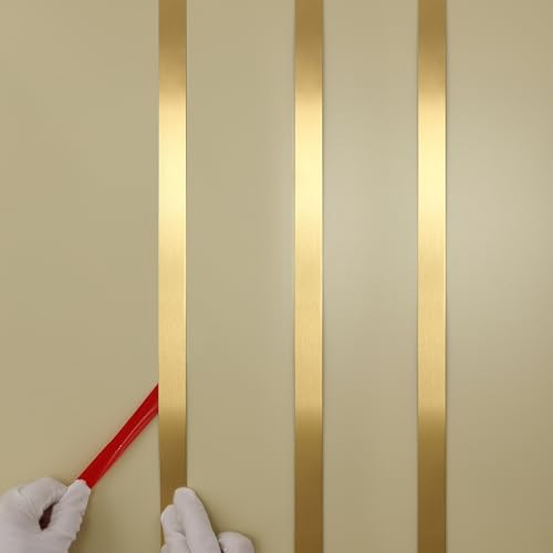 Gold Metalized Brushed Finish Molding Trim, Peel and Stick Strip for Mirror Frame, Wall, Fireplace and Home DIY Decoration (16.4 ft x 1.6 inch) - color: Width: 1.6in, size: Length: 16.4ft