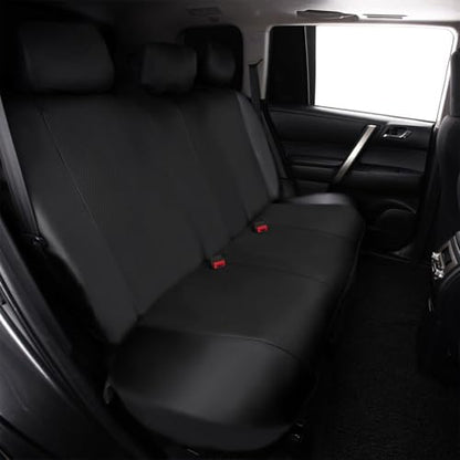 Flying Banner car seat Covers Full Set Faux Leather Air Mesh Breathable Man Lady Airbag Compatible Rear Bench Split 40/60 50/50 60/40 Truck Pick Up (Full Set - Low Back, Black Black) - color: Black Black