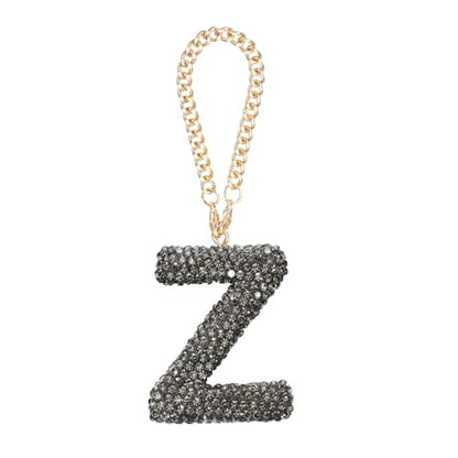 MECCANIXITY Bling Car Letter Charm, Initial Z Letter Interior Car Rear View Mirror Decoration Hanging Crystal Ornaments for Women Bags Water Cup DIY Craft, Gray - style: Z Letter