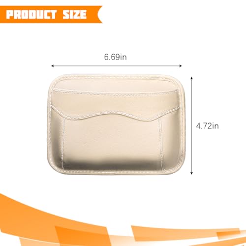 Car Seat Side Pocket Organizer, PU Leather Mini Vehicle Phone Holder Storage Bag, Automotive Interior Tray Pouch Seat Gap Filler Accessories, Universal for SUV Sedan Truck (Beige) - color: Beige