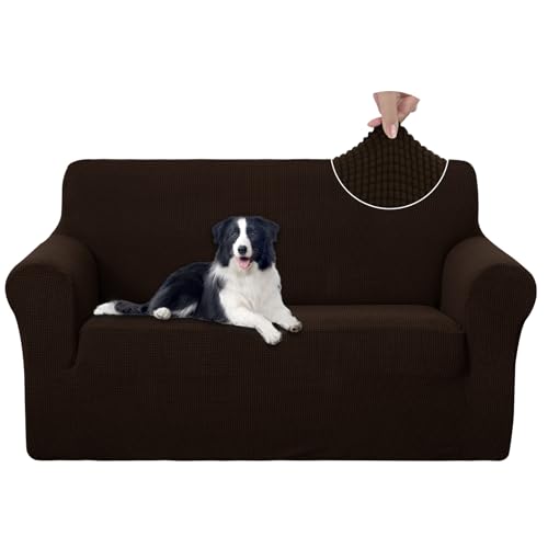 U-NICE HOME Loveseat Cover Stretch Couch Cover Sofa Cover Sofa Slipcover Furniture Protector for 2 Cushion Couch Sofa Pet Friendly(Loveseat, Chocolate) - color: Chocolate, size: Loveseat