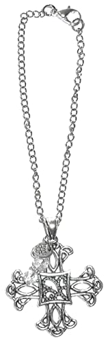 Rear View Mirror Car Charm Ornament, Sun Catcher, Hanging Pendant, Stainless Steel Chain. Comes in a Gift Bag (Cross) - size: Cross