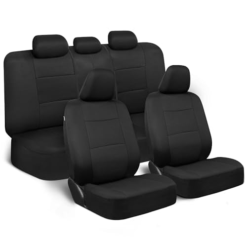 BDK PolyPro Car Seat Covers Full Set in Solid Black, Front and Rear Split Bench Seat Covers for Cars, Easy to Install Car Seats Cover Set and Accessories for Auto Trucks Van SUV - Solid Black - color: Solid Black