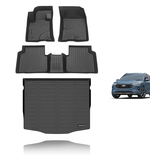 KELCSEECS Floor Mats & Cargo Liner for 2026 2025 2024 2023 2022 2021 2020 Ford Escape(NOT Fit Hybrid) All Weather Car Mats Trunk Mat Floor Liners Ford Escape Floor Mats Accessories - style: 11)For 2020-2026 Ford Escape Full Set