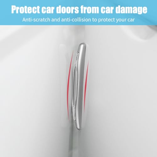 4PCS Car Door Edge Guards, Auto Side Door Protector Car Door Self Adhesive Anti-Collision Trim Strip, Universal Car Body Anti-Scratch Bumper Guard for Car SUV Truck (Silver)