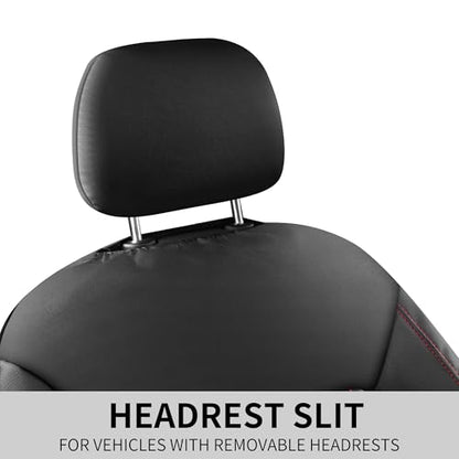 HChengkikz Car Seat Cover, Breathable and Waterproof Leather Seat Covers, Luxury PU Universal Fit Automotive Airbag Compatible for Cars Sedans SUV and Trucks (2 Pieces, Front Seat, Black + Redline) - color: N1 Black Redline, size: Front Seat