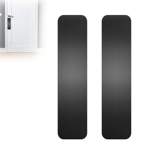 Durable Cat & Dog Door Protector from Scratching - Anti-Scratch Guard for Interior/Exterior Doors, Stainless Steel Self-Adhesive Kick Plate (Brushed Black, 4"x16")