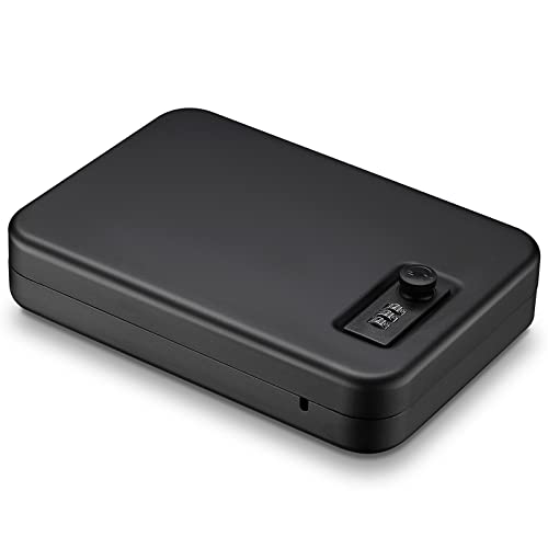 Younion Pistol Safe, Portable Travel Gun Safe,Handgun Lock Box, Gun Safes for Cars, Black - color: Dial lock