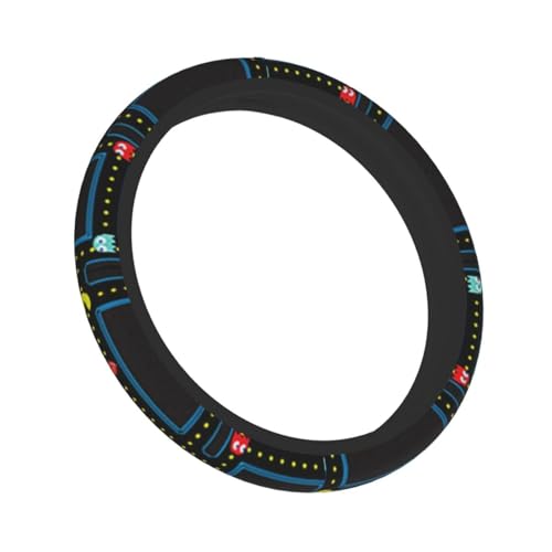 Retro Video Game Pattern Steering Wheel Cover,Warm in Winter and Cool in Summer,15 in Universal Accessory for Diverse Car Fashion Elastic Breathable Silicone Anti-Slip Decor Cover for Men Women - color: Retro Video Game Pattern
