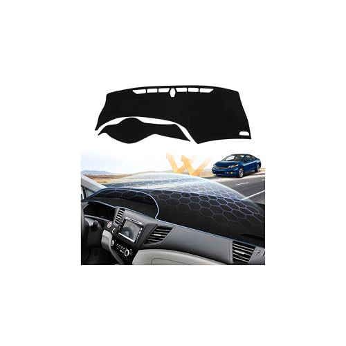Sunsdrew Dashboard Cover Mat for 2012-2015 Honda Civic Dash Cover for Civic Suede Dash Cover Accessories Sun Shade Nonslip Mesh Protector No Glare - size: 16-21 Civic Dash Cover