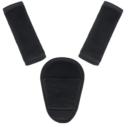 3 Pcs Car Seat Stroller Straps Pads for Baby, Newborn Soft Shoulder Strap and Crotch Covers, Universal Shoulder Straps Pads for Car Seat, Pushchair, High Chair (Black)