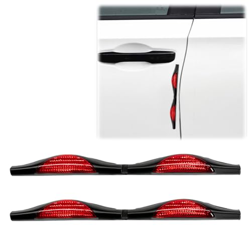 2PCS Car Door Anti-Collision Strip, Car Side Door Edge Guards Protector Sticker, Self-Adhesive Bumper Protection Decorative Cover, Universal Auto Exterior Anti-Impact Trim Accessory (Red)