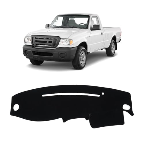 KUST Black Dash Cover for Ford Ranger 1995-2011/Ford Explorer 1995-2001/Mazda B2300 B2500 B3000 B4000 1995-2008/Mercury Mountaineer 1997-2001 Polyester Dashboard Cover Accessories for Ranger - size: 52.36''×18.11''(Ford Ranger 95-11）
