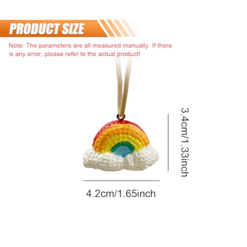 Cute Rainbow Car Rear View Mirror Hanging Ornament, Resin Cartoon Waterproof Swing Charm, Auto Interior Pendant Decor for Women Men, Ideal Present(Rainbow)