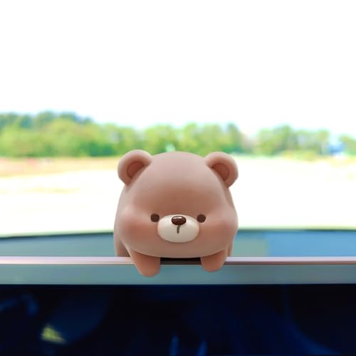 Cute Furry Animal Rear View Mirror Accessories, Car Dashboard Ornament Center Screen Decoration Rearview Mirror Charm, Car Accessories Interior Decor for Women/Men - style: Bear