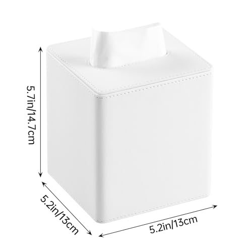 PU Leather Tissue Box Cover Square Tissue Box Holder with Magnetic Closure (Cream-White) - color: Cream-white