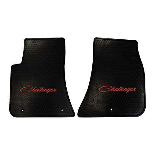 Lloyd Mats Custom-Fit All-Weather Rubber Floor Mats for Dodge Challenger RWD 2011-2023 (2PC - Red Challenger, Black) - size: 2PC - Red Challenger
