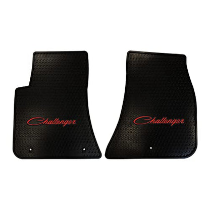 Lloyd Mats Custom-Fit All-Weather Rubber Floor Mats for Dodge Challenger RWD 2011-2023 (2PC - Red Challenger, Black) - size: 2PC - Red Challenger
