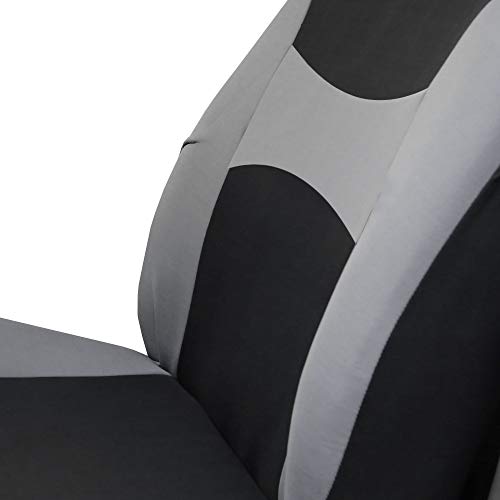 FH Group 3 Row Set 7 Seater Light & Breezy Flat Cloth Car Seat Covers, Combo Steering Wheel Cover & Seat Belt Pads, Airbag and Split Rear, Universal Fit for Cars Trucks, SUV, Gray - color: Gray