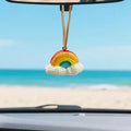 Cute Rainbow Car Rear View Mirror Hanging Ornament, Resin Cartoon Waterproof Swing Charm, Auto Interior Pendant Decor for Women Men, Ideal Present(Rainbow)