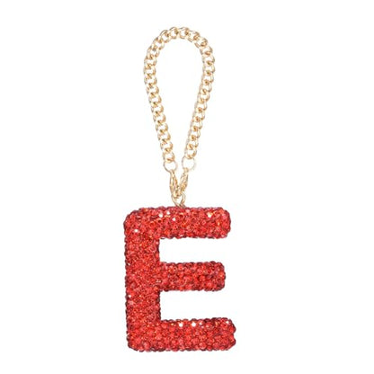 MECCANIXITY Bling Car Letter Charm, Initial E Letter Interior Car Rear View Mirror Decoration Hanging Crystal Ornaments for Women Bags Water Cup DIY Craft, Red - style: Letter E