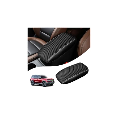 Autorder Center Console Cover for Ford Bronco Sport 2021-2025 2026/Escape 2020-2025 2026 Accessories Carbon Fiber Armrest Cover Anti-Scratch Middle Console Pad Leather Armrest Protector