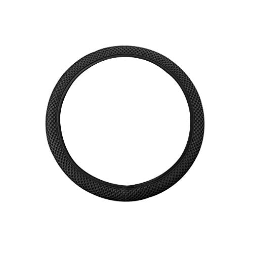 Elastic Stretch Steering Wheel Cover, Universal 15 Inch Automotive Steering Wheel Cover, Microfiber Breathable Ice Silk, Anti-Slip, Odorless, Easy Carry,Warm in Winter and Cool in Summer (Black) - color: Black