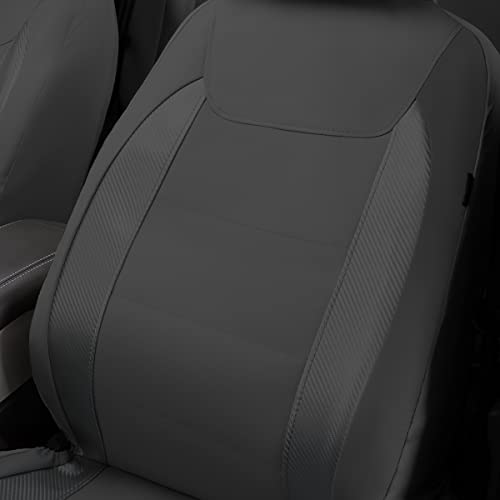 Flying Banner car seat Covers Protects Water Proof Faux Leather Carbon Fiber Fronts Gray Gray - color: Gray Gray, size: Front Pair -- 2PCS