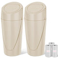 Car Trash Can, 2 Packs Mini Car Trash Bin with Lid, Leakproof Cup Holder Car Garbage Can with 60 Trash Bags, Vehicle Front Back Seat Organizers and Storage for Car, Home, Office, Beige - color: Beige