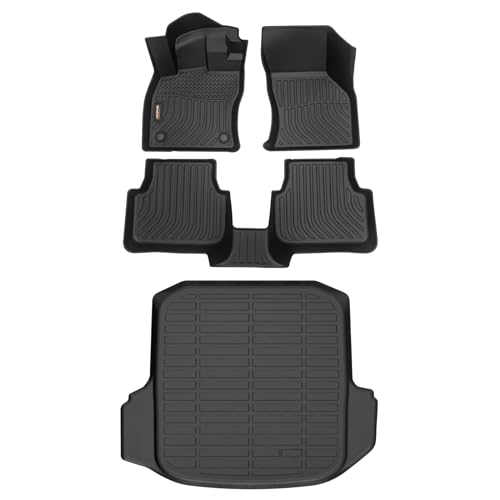 Binmotor-All Weather Car Floor Mats and Cargo Liner Set for Volkswagen Jetta 2019-2024 2025, 2 Rows with Cargo Mat TPE Liners for VW Jetta Accessories - style: 1) Car Mats for VW Jetta (2019-2025)