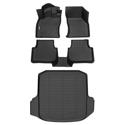 Binmotor-All Weather Car Floor Mats and Cargo Liner Set for Volkswagen Jetta 2019-2024 2025, 2 Rows with Cargo Mat TPE Liners for VW Jetta Accessories - style: 1) Car Mats for VW Jetta (2019-2025)