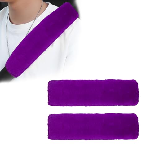 2 PCS Seat Belt Shoulder Pads, Soft Fluffy Plush Seat Belt Shoulder Strap Covers, Comfy Warm Seat Belt Strap Cover Shoulder Cushion for Adult Children, Car Accessories (Purple) - color: Purple