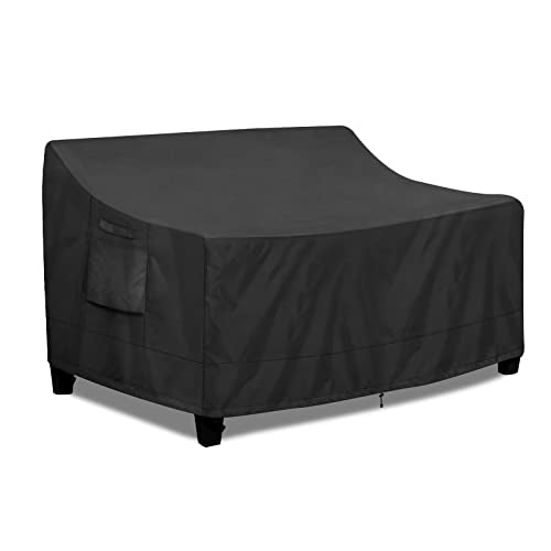 PureFit Outdoor Couch Cover Waterproof Patio Sofa Furniture Covers, 2-Seater Outdoor Loveseat Cover with Air Vent and Handles, 60W x 35D x 35H Inches, Black - color: Black, size: 60"w X 35"d X 35"h