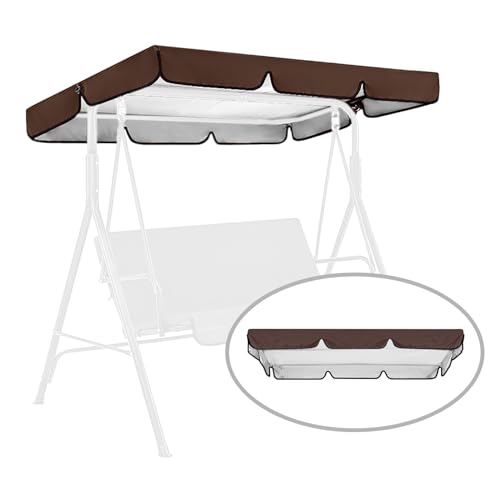 Swing Canopy Replacement for Outdoor Patio Swing Chair 2/3 Seater Waterproof Porch Swing Seat Canopy Cover Garden Hammock Top Cover for Seat Furniture, Canopy only (Coffee, 75×52×5.9 Inch) - color: Coffee, size: 75×52×5.9 Inch
