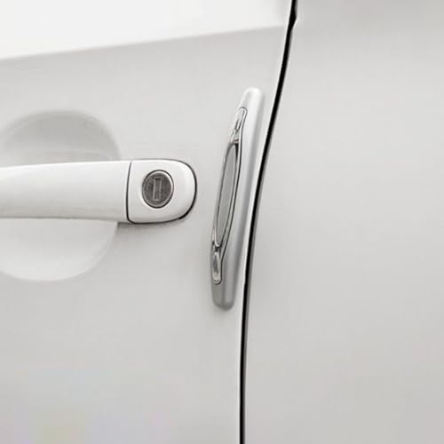 4PCS Car Door Edge Guards, Auto Side Door Protector Car Door Self Adhesive Anti-Collision Trim Strip, Universal Car Body Anti-Scratch Bumper Guard for Car SUV Truck (Silver)