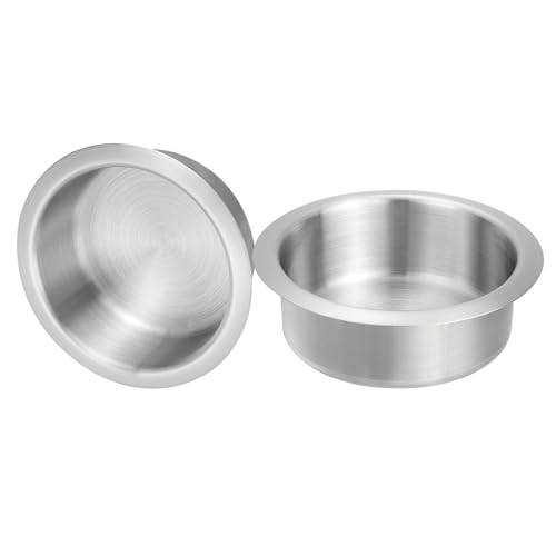 uxcell 2 Pcs 201 Stainless Steel Drop-in Cup, 1.6" x 4.6" Drink Can Holder Poker Table Cup Holder Insert for Sofa Boat Car Marine, Silver - size: 1.6" x 4.6"