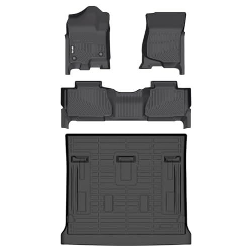 AIPOIL® Floor Mats & Cargo Liner Set for 2007-2014 Chevrolet Chevy Tahoe 8 Seats (Not for Hybrid) & GMC Yukon All Weather Protection TPE Anti-Slip Car Full Set Custom Car Mats Accessories - Black - style: 7) For Tahoe 2007-2014 Full Set