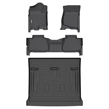 AIPOIL® Floor Mats & Cargo Liner Set for 2007-2014 Chevrolet Chevy Tahoe 8 Seats (Not for Hybrid) & GMC Yukon All Weather Protection TPE Anti-Slip Car Full Set Custom Car Mats Accessories - Black - style: 7) For Tahoe 2007-2014 Full Set
