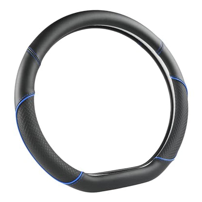 GIANT PANDA D Shape Steering Wheel Cover for Nissan Rogue Kicks - Auto Car Steering Wheel Cover Customized for Nissan Altima Sentra(Black+Blue Line-D-Shaped) - color: Black+Blue Line