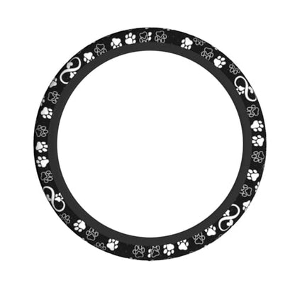 Paw Print Steering Wheel Cover - Black White Starry Sky Dog Paw Steering Wheel Cover Universal 15 Inch Truck Non-Slip Breathable Neoprene Car Accessory for Women Men Steering Wheel Protector - color: Starry Sky Dog paw