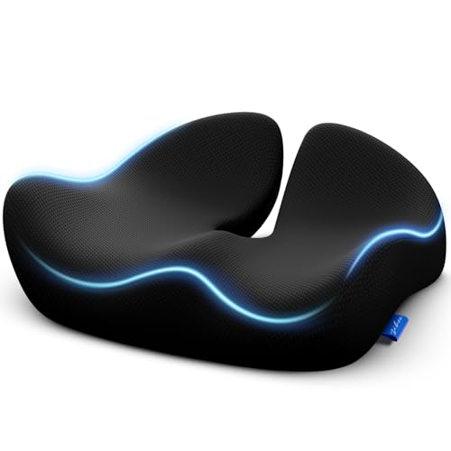Pioneering Seat Cushion for Pressure Relief, Ergonomic Office Chair Cushion for Sciatica, Back, Hemorrhoids & Tailbone Pain Relief, High-Density Memory Foam Car Seat Cushion with Anti-Slip Base
