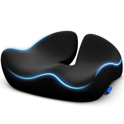 Pioneering Seat Cushion for Pressure Relief, Ergonomic Office Chair Cushion for Sciatica, Back, Hemorrhoids & Tailbone Pain Relief, High-Density Memory Foam Car Seat Cushion with Anti-Slip Base