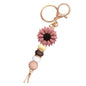Flower Charm for Women Cute Keychain for Car Keys Silicone Bead Purse Charms for Handback Key Ring - color: Brown